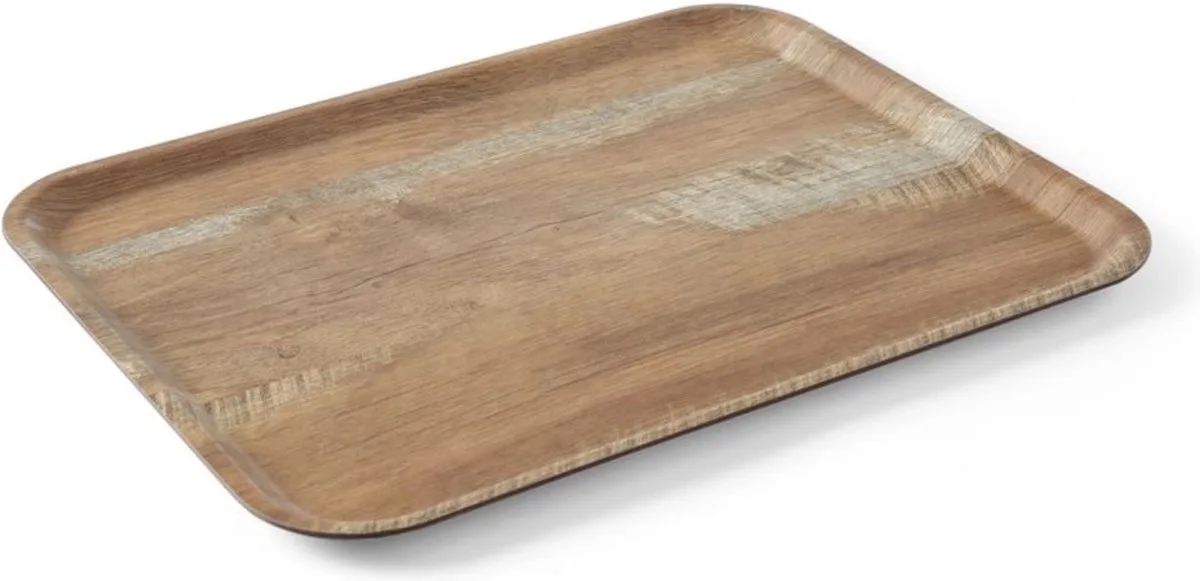 Dienblad melamine – houtnerf dessin – krasbestendig – 370x530 mm från Hendi i Rvs – produktbild