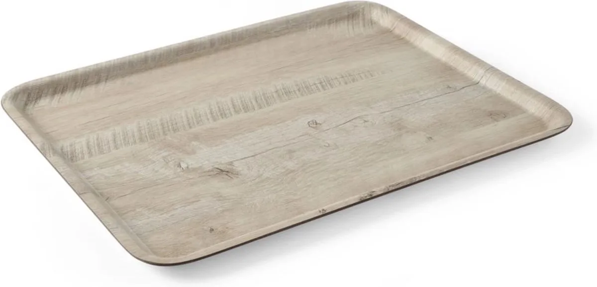 Dienblad melamine – houtnerf dessin – licht hout – 240x340 mm – krasbestendig de Hendi en Lichtbruin – photo produit