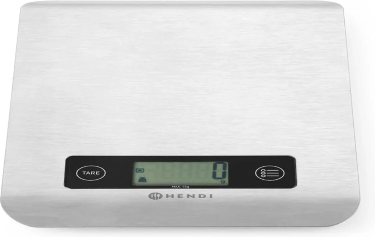 Digitale keukenweegschaal – roestvrij staal – 5 kg capaciteit – LCD-display – automatische uitschakeling de Hendi en Argent – photo produit