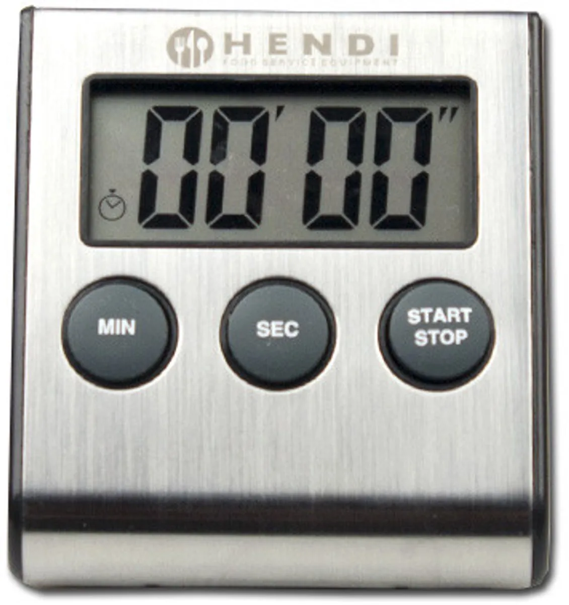 Digitale keukenwekker – met standaard en magneet – 99 min. 59 sec. timer – 65x70x17 mm van Hendi in Rvs, Zwart – productfoto