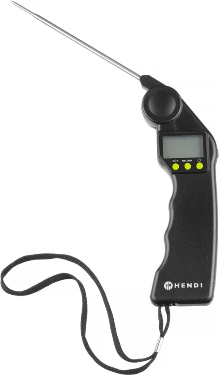 Digitale thermometer – opvouwbare roestvrijstalen sonde – 160x55x20 mm van Hendi in Zwart – productfoto