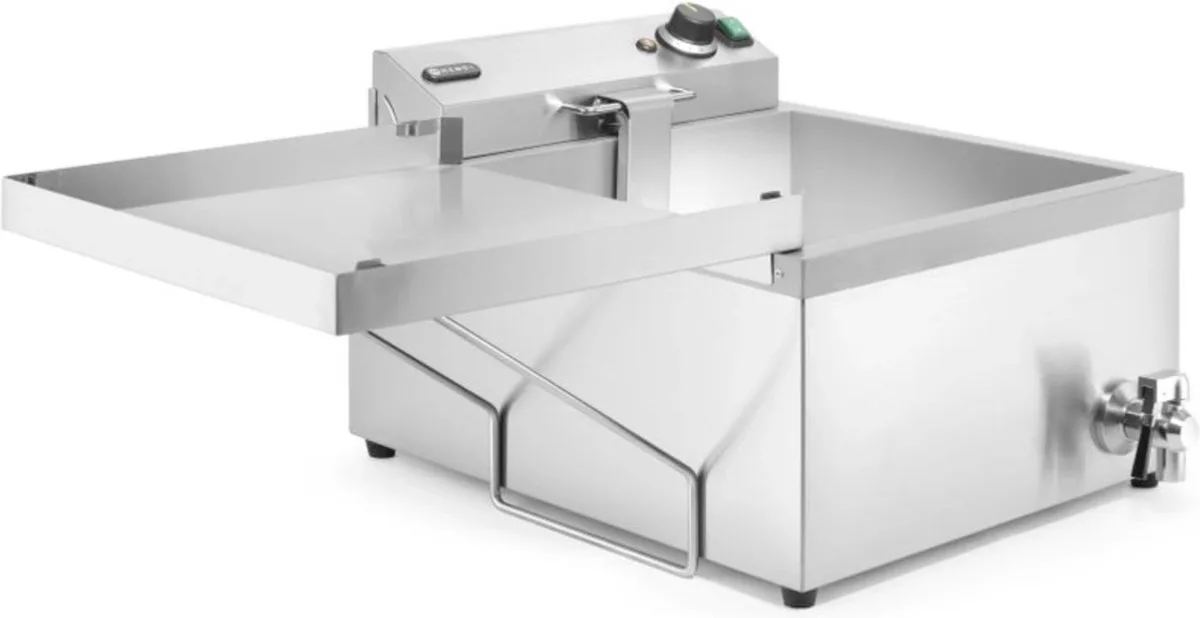 Donut friteuse – roestvast staal – 12 liter – 3500W – met aftapkraan – 230V van Hendi in Zilver – productfoto