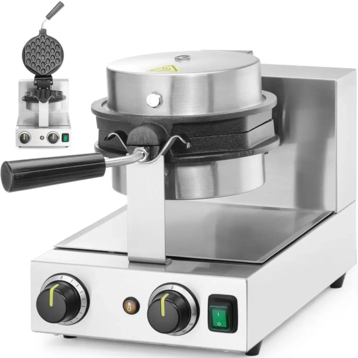 Draaibare wafelmaker – Bubbelwafels – Non-stick – 20 wafels per uur van Hendi in Rvs – productfoto