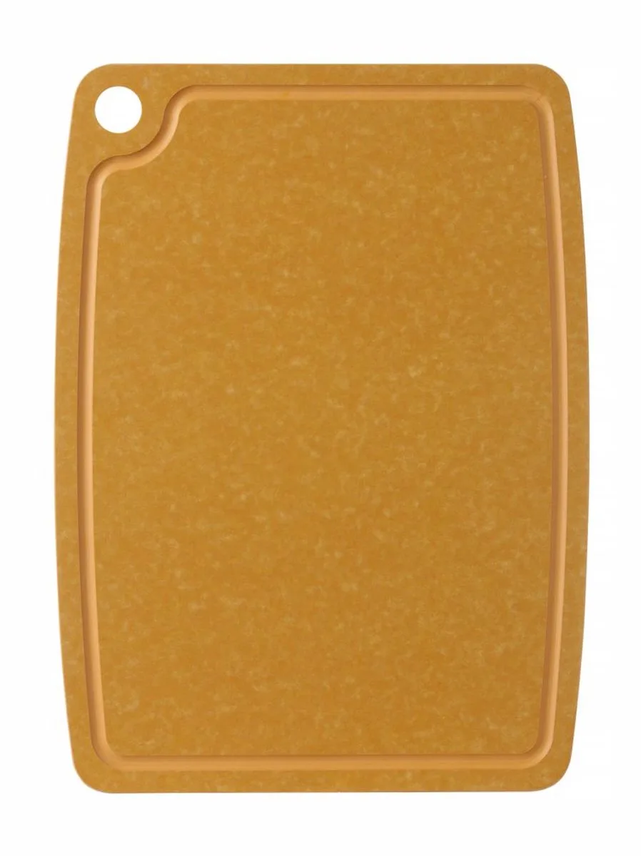 Duurzame houtvezel snijplank – anti-slip – groef voor vloeistof – 300x235 mm van Hendi in Bruin – productfoto