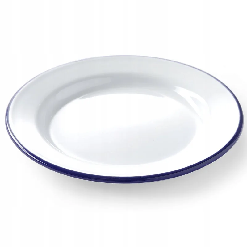 Emalieren Plat Bord Staal Blauwe Rand 200mm de Hendi en White with blue rim – photo produit