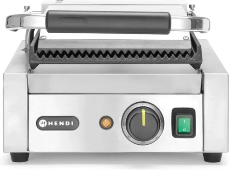 Enkel contactgrill – geribd boven en onder – 230V/1800W – 310x426x510 mm von Hendi in Roestvrij Staal – Produktfoto