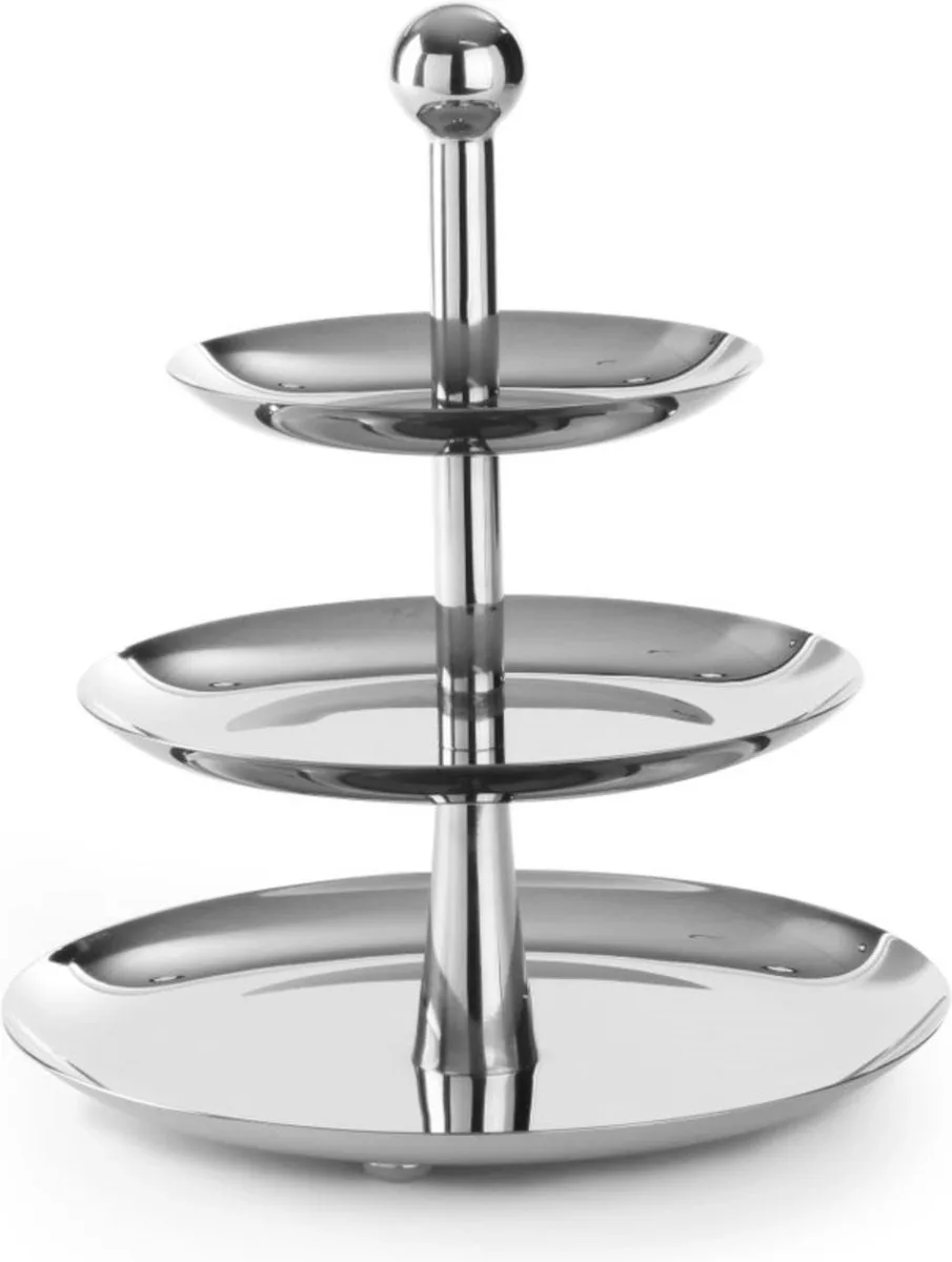Etagère – 3 plateaus – roestvast staal – vaatwasmachinebestendig – ø268x(H)320 mm by Hendi in White – product photo