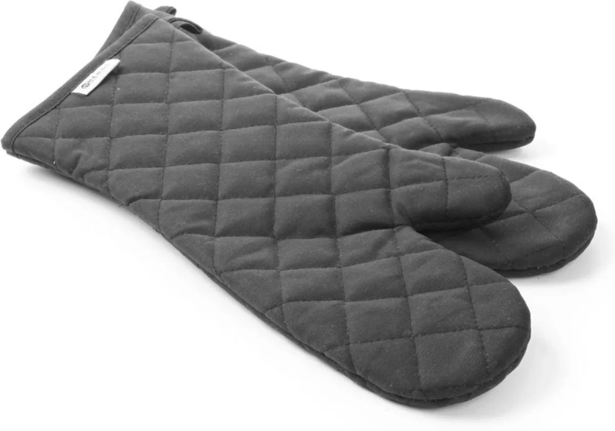 Extra lange ovenwanten – vlamvertragend katoen – set van 2 – 380 mm – hittebestendig tot 250°C van Hendi in Zwart – productfoto