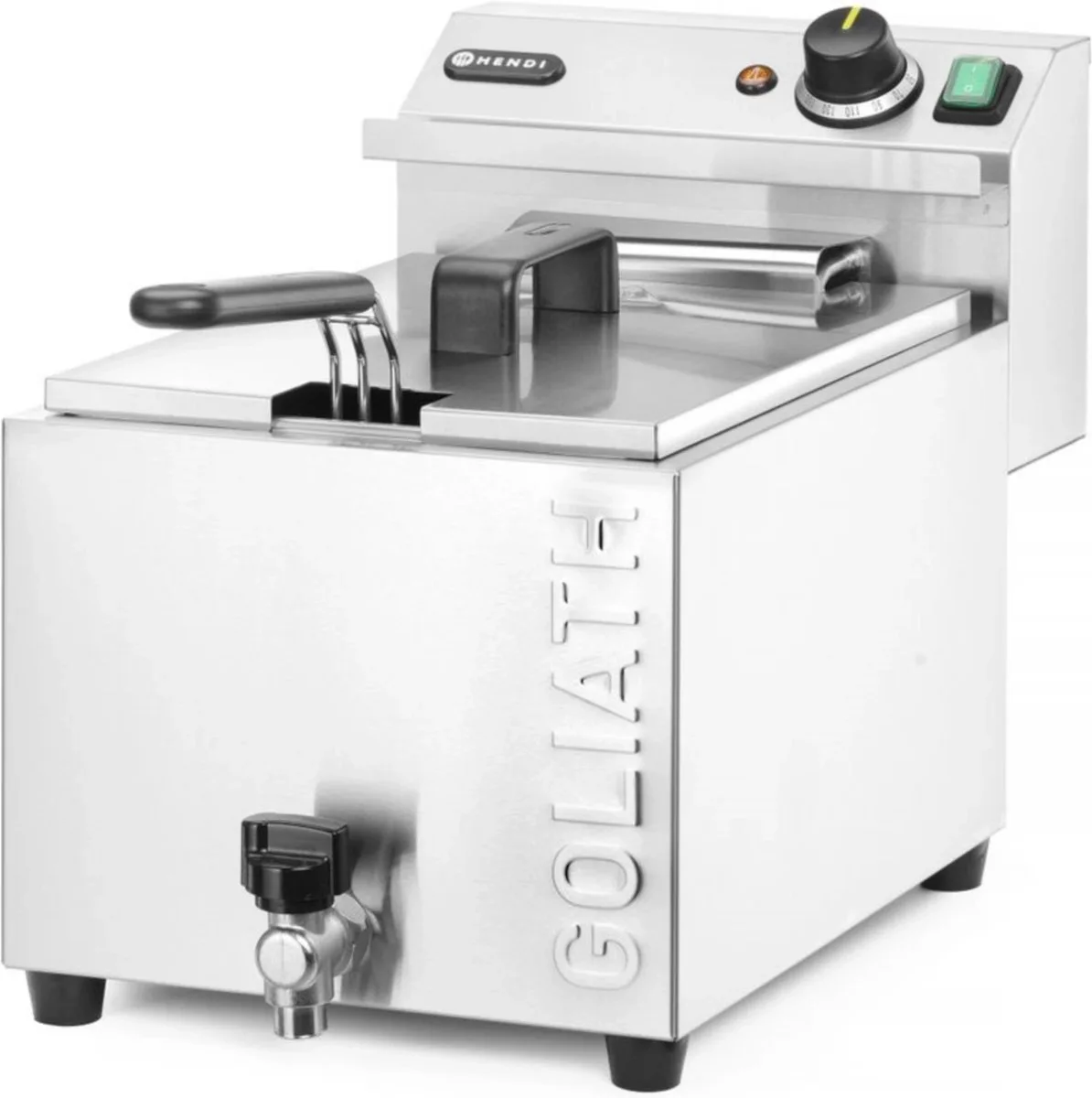 Friteuse XL – 10 liter – 10,200 W – met aftapkraan – roestvrij – snelle opwarming van Hendi in Staal – productfoto