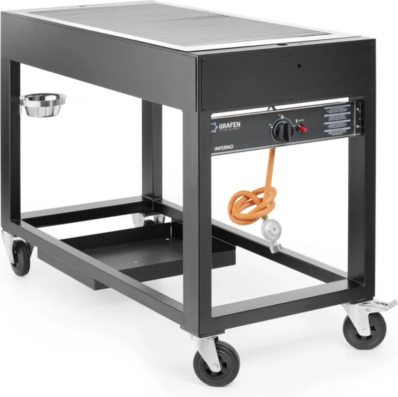 Gasbarbecue – 10kW – 1260x580x900 mm – Windbestendig – Energiezuinig – Gemakkelijk te verplaatsen by Hendi in Black – product photo