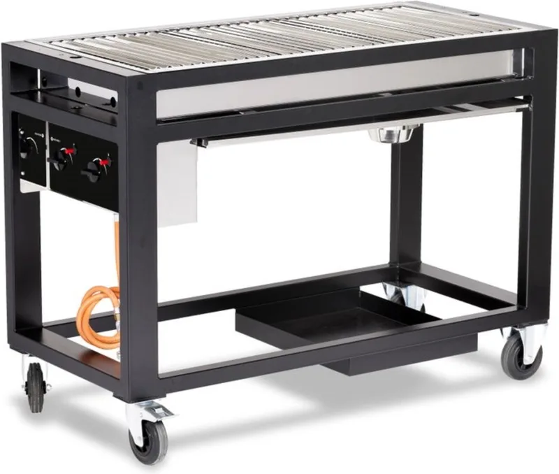 Gasbarbecue – 3 branders – lavastenen – 21,6 kW – zwart – 1260x580x900 mm by Hendi – product photo