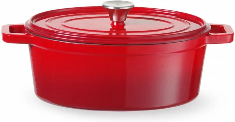 Geëmailleerde gietijzeren braadpan – 4,4L – 365x290x115 mm de Hendi en Rouge – photo produit