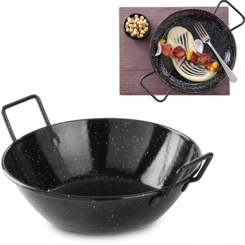 Geëmailleerde Paellapan 170mm Diep - Professioneel Gastronorm von Hendi in Schwarz – Produktfoto