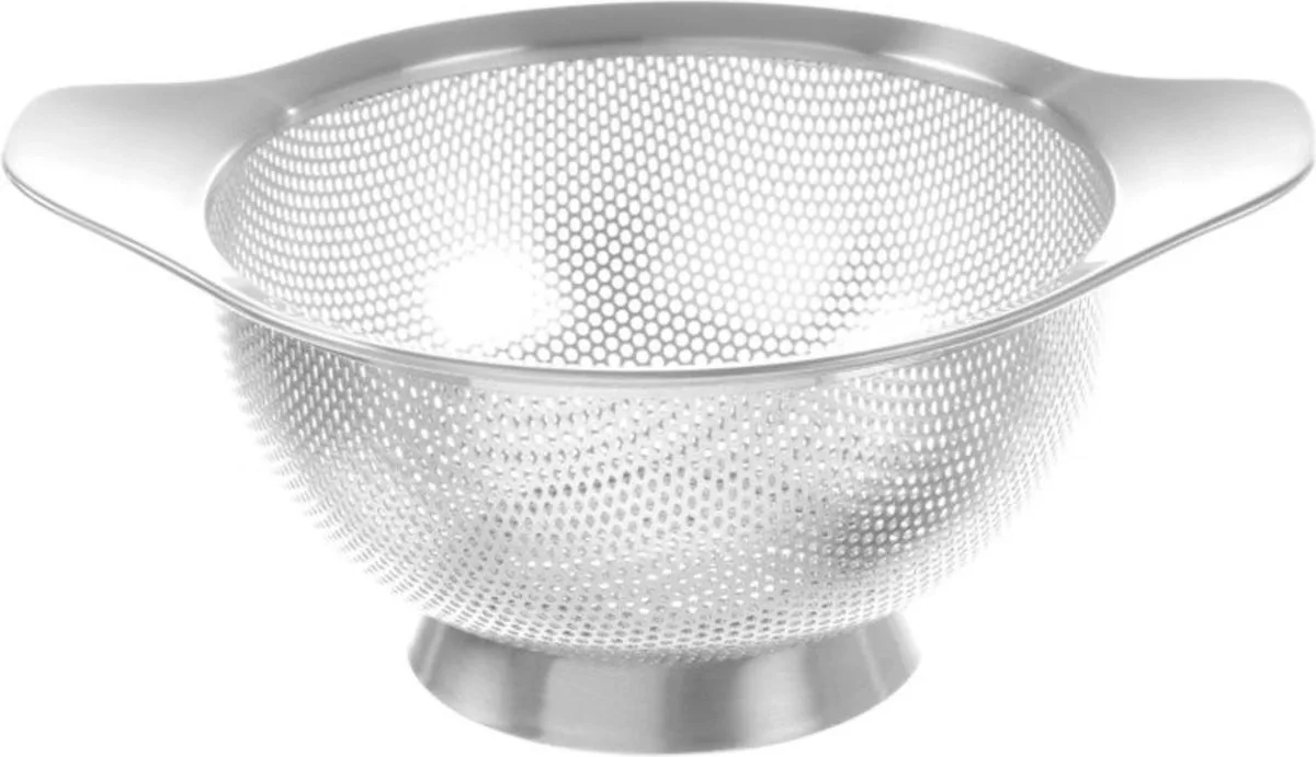 Geperforeerd vergiet met voet en grepen – roestvrij staal – vaatwasserbestendig – ⌀180x90 mm van Hendi in Wit – productfoto