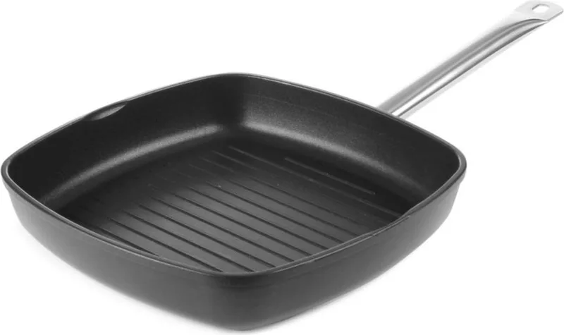 Geribbelde grillpan – titanium coating – 550x290x55 mm – ovenbestendig tot 250°C by Hendi in Aluminium – product photo