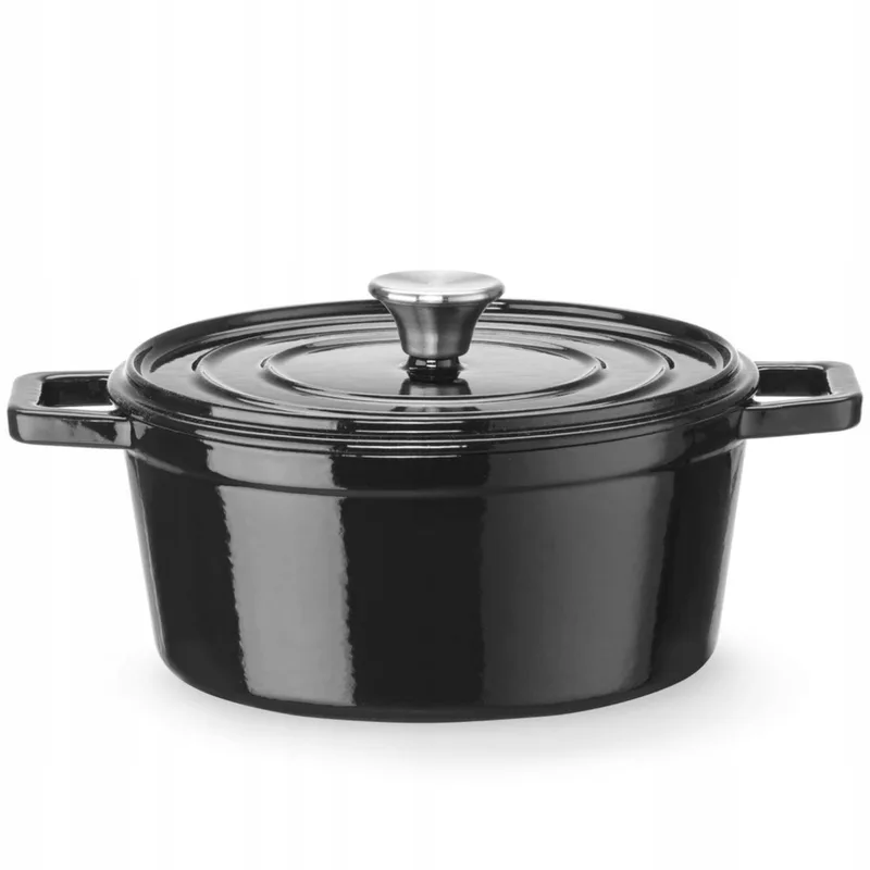 Gietijzeren Emaille Braadpan Ovaal 3.7L - Ideaal voor Stoofschotels von Hendi in Schwarz – Produktfoto