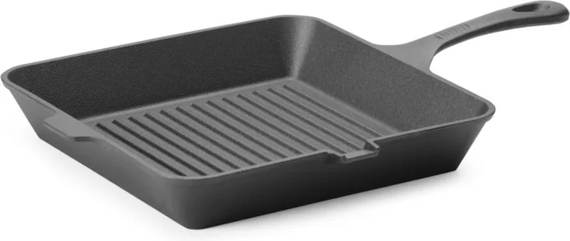Gietijzeren grillpan – geribbeld oppervlak – met schenktuit – 265x265 mm by Hendi in Black – product photo