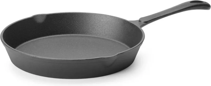Gietijzeren skillet – 25 cm – met schenktuiten en ophangoog – zwart by Hendi in Geen anti-aanbaklaag – product photo