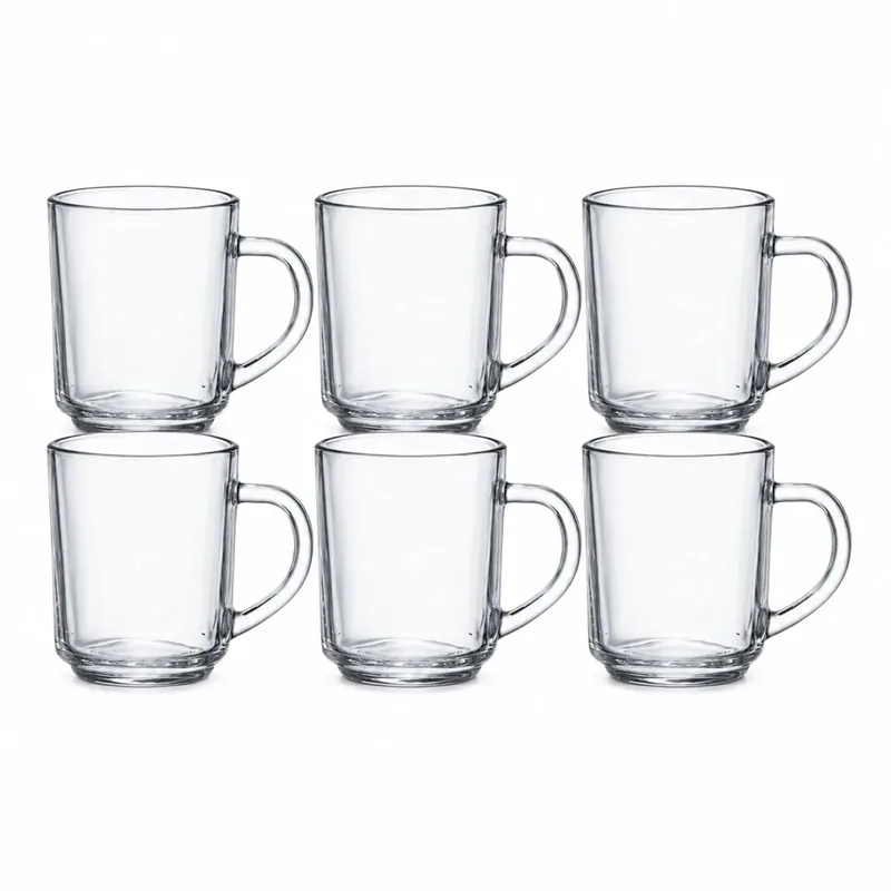 Glazen mokkenset - 6 stuks - 0,24 l, ⌀73 x (h) 88 mm - enkelwandig, vaatwasmachinebestendig von Hendi in Transparent – Produktfoto