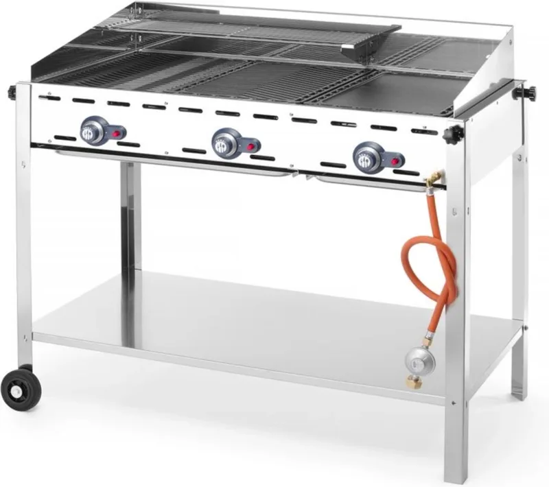 Green Fire barbecue – 3 branders – 17,4 kW – verbeterde luchtaanvoer – 1078x612x825 mm van Hendi in Rvs – productfoto