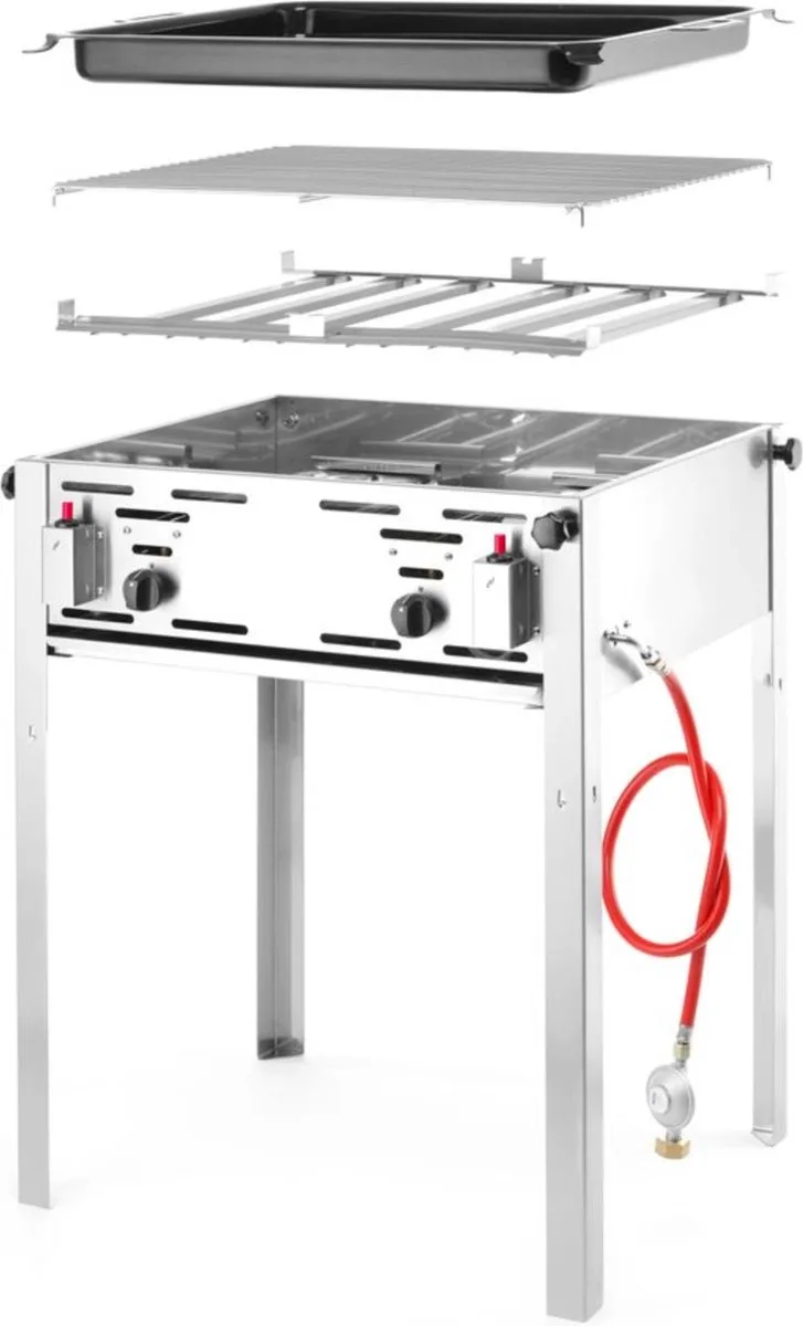 Grill-Master Maxi – Krachtige barbecue – 11,6kW – 650x540x840 mm – Inclusief gasslang en drukregelaar fra Hendi i Rvs – produktbillede
