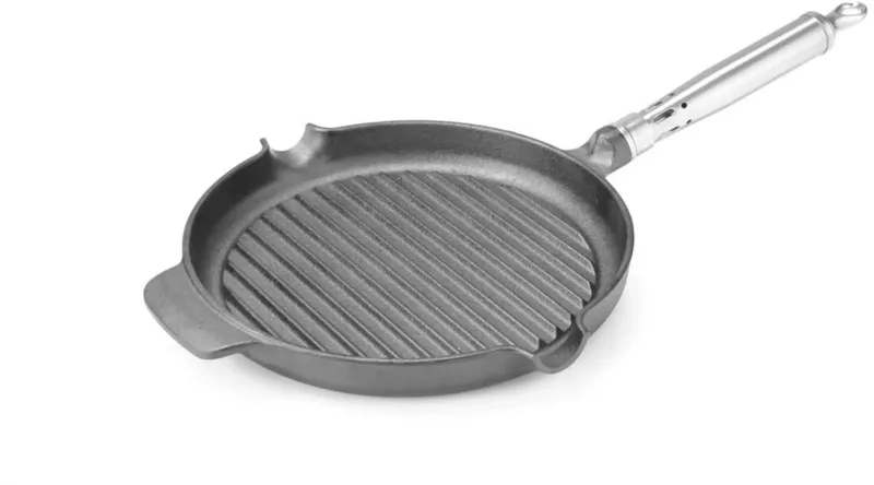 Grillpan - gietijzer - ribbels en 2 schenktuiten - 39,8x26,5x4,8 cm - gas/inductie/oven von Hendi in Weiß – Produktfoto