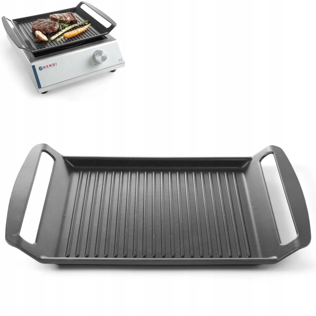 Grillplaat 39x26 cm - Aluminium met Teflon, Inductie Geschikt de Hendi – photo produit