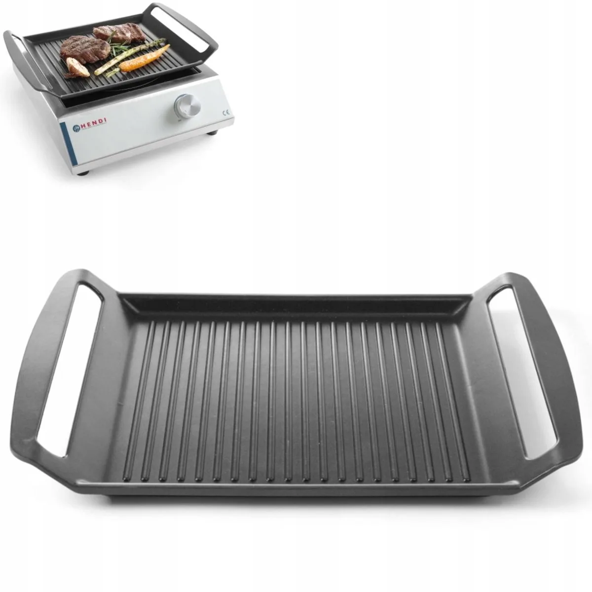 Grillplaat met Teflon Coating - 39x26cm - Geschikt voor Inductie de Hendi – photo produit