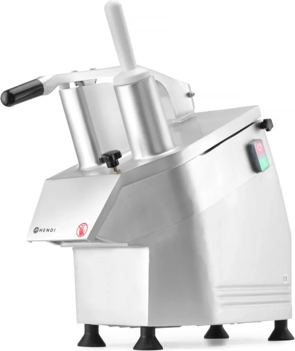 Groentesnijder Profi Line – 230V/550W – 5 schijven – Veilig en hygiënisch ontwerp – 100-300 kg/h van Hendi in Zilver – productfoto