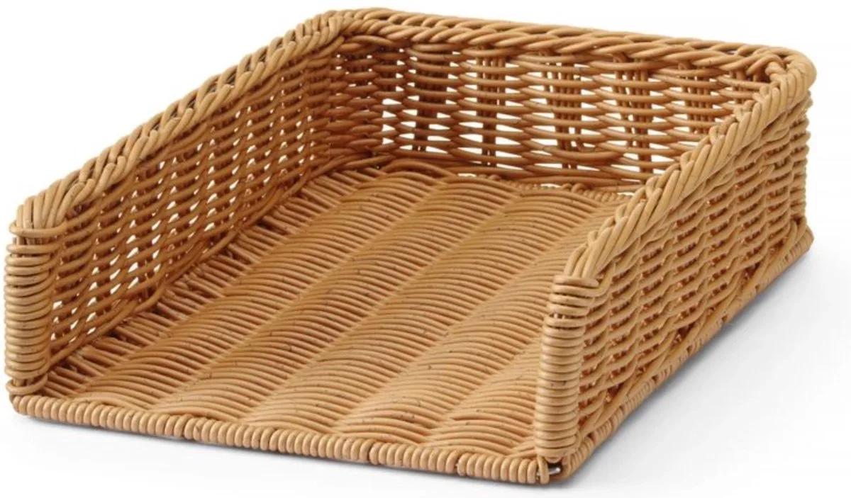 Grote broodmand – polyrattan – roestvast stalen frame – vaatwasmachinebestendig – 295x395x105 mm van Hendi in Wit – productfoto