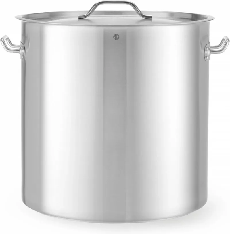 Grote kookpan met deksel – 71L – inductiegeschikt – koelblijvende handgrepen – matte afwerking fra Hendi i Staal – produktbillede