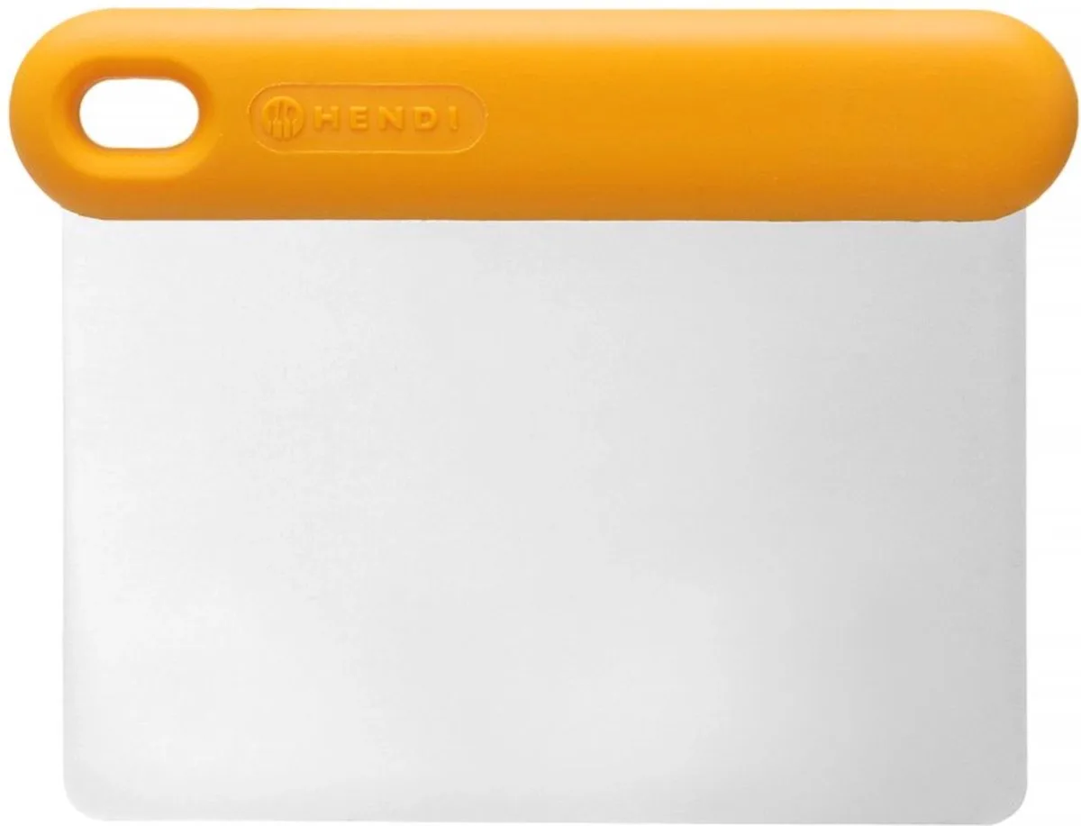 Heavy-duty deegschraper – flexibel roestvast staal – ergonomische siliconen handgreep – 130x95 mm från Hendi i OranjeWit – produktbild