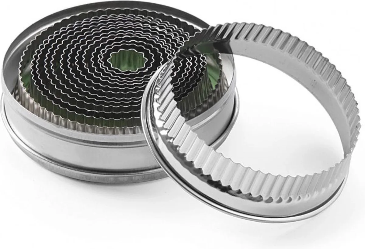 HENDI 14-delige uitsteekvorm set – kartelrand – rond – ø18-108 mm – roestvast staal van Hendi in Rvs – productfoto