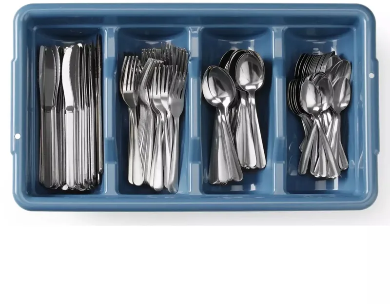HENDI 200-delige bestekset met blauwe bestekbak 525 x 300 x 95 mm inclusief messen vorken lepels fra Hendi i BlauwWit – produktbillede