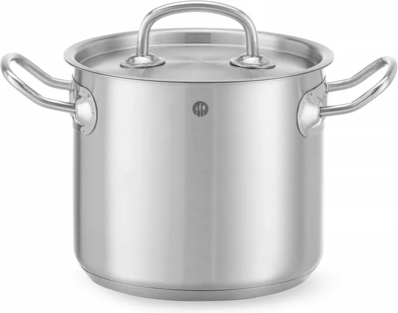 Hoge kookpan met deksel – 2,8L – inductiegeschikt – koelblijvende handgrepen – 160x140 mm van Hendi in Grijs – productfoto