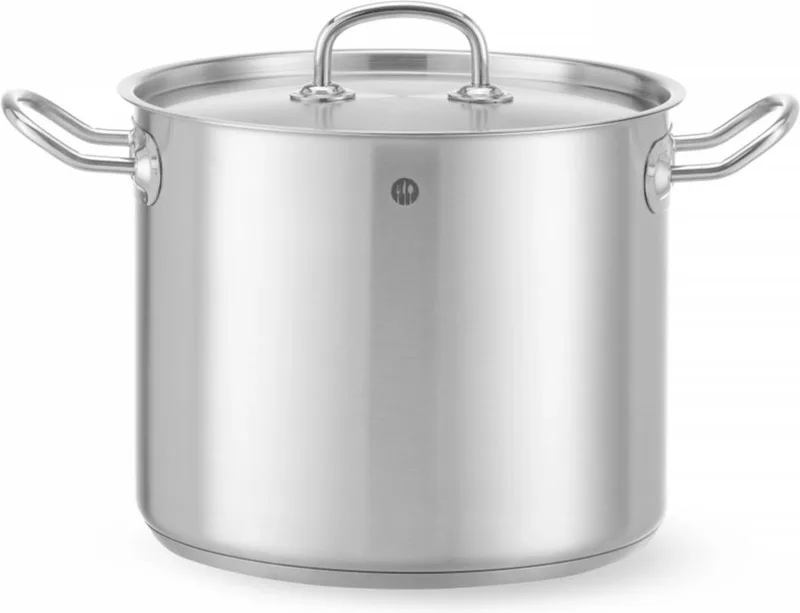 Hoge kookpan met deksel – 9L – inductiegeschikt – koelblijvende handgrepen – ⌀240x(H)200mm by Hendi in Grey – product photo