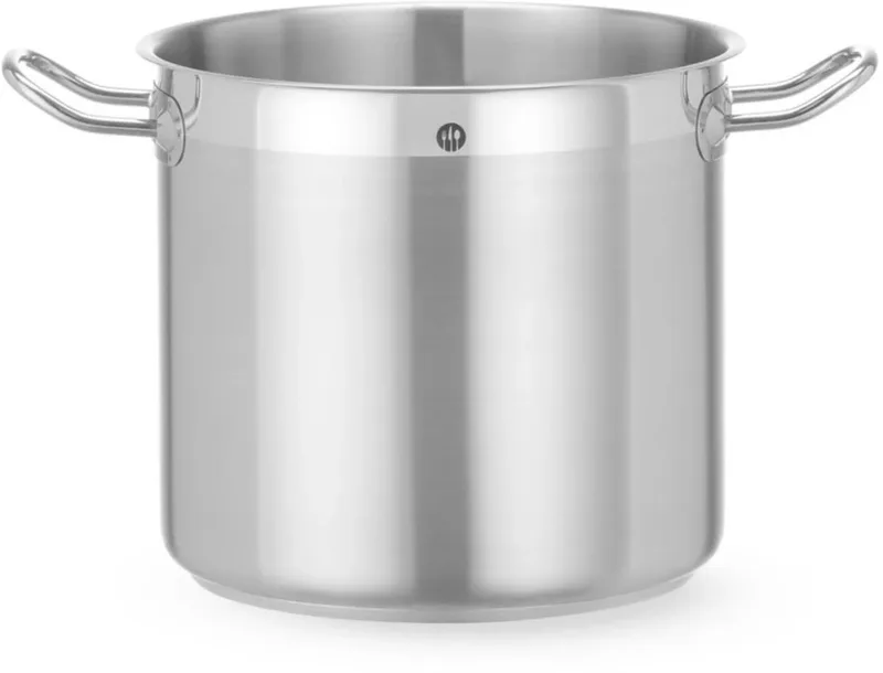 Hoge kookpan - roestvast staal met aluminium sandwichbodem - zonder deksel - 9,8 liter - 24 cm doorsnede, 22,6 cm hoog - alle warmtebronnen, horeca - zilver von Hendi in Roestvrijstaal – Produktfoto