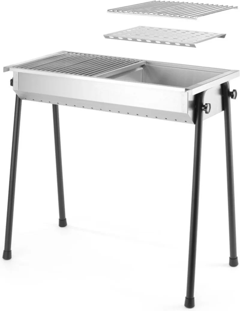 Houtskoolbarbecue – Dubbele bodem – Demontabele poten – 770x380x760 mm de Hendi en Rvs – photo produit