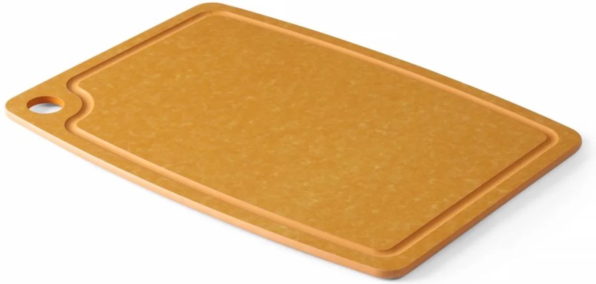 Houtvezel snijplank – anti-slip – groef voor vloeistof – 440x325 mm van Hendi in Bruin – productfoto