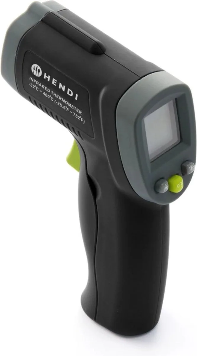 Infrarood thermometer – nauwkeurig meten – meetbereik -32°C tot 400°C – automatische uitschakeling van Hendi in Zwart – productfoto