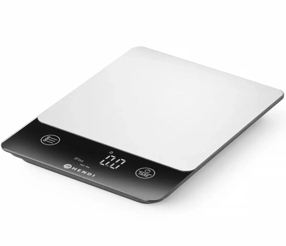 Keukenweegschaal – waterdicht – LED-display – 10 kg – USB-oplaadbaar de Hendi en Zwart-RVS – photo produit