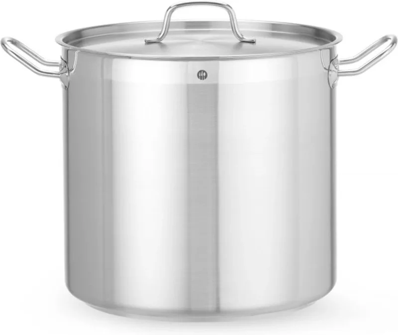 Kookpan hoog – 24L – met deksel – inductiegeschikt – koelblijvende handgrepen by Hendi in Silver – product photo