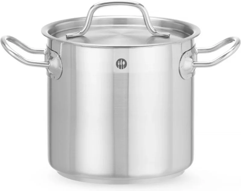Kookpan hoog – 3L – met deksel – inductiegeschikt – koelblijvende handgrepen – roestvrij staal von Hendi in Silber – Produktfoto