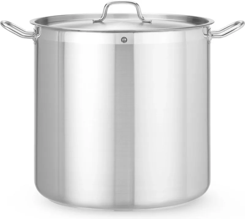 Kookpan hoog – 50L – sandwichbodem – koelblijvende handgrepen – deksel met stoomopeningen by Hendi in Grey – product photo