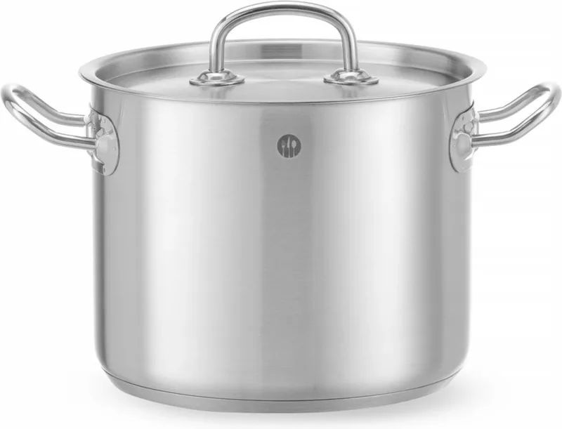 Kookpan hoog – met deksel – 5L – inductiegeschikt – koelblijvende handgrepen – Ø200x160 mm by Hendi in Grey – product photo