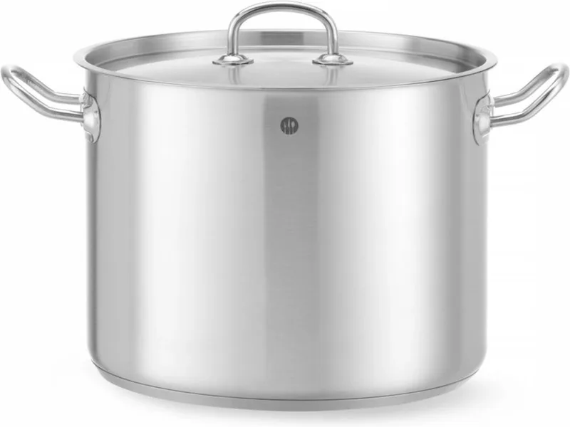 Kookpan hoog – met deksel – sandwichbodem – 13,5L – ⌀280x(H)220mm by Hendi in Grey – product photo