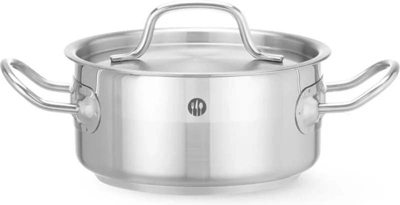 Kookpan laag – inductiegeschikt – 1,5L – met deksel – koelblijvende handgrepen de Hendi en Gris – photo produit