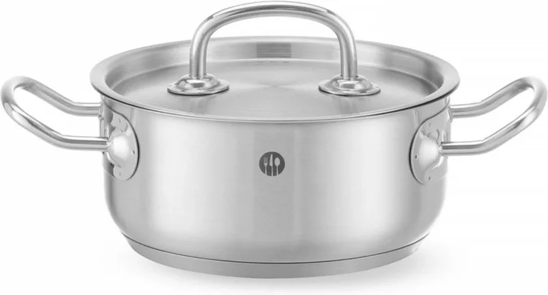 Kookpan laag – met deksel – 1,5L – ⌀160mm – inductiegeschikt – koelblijvende handgrepen by Hendi in Grey – product photo