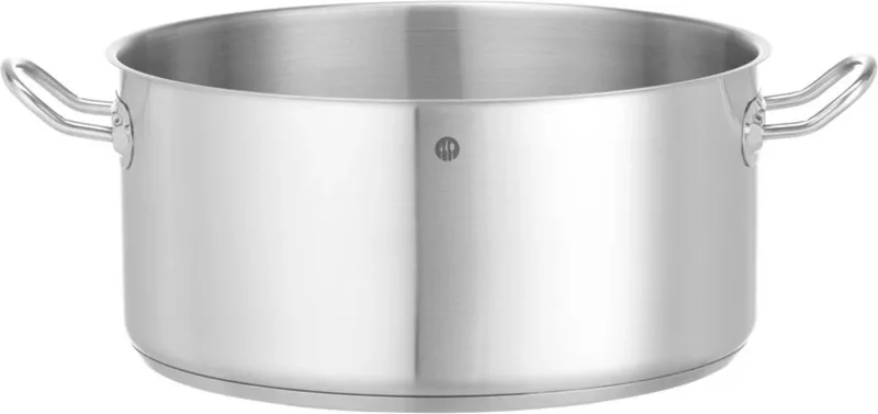 Kookpan laag – zonder deksel – 12L – inductiegeschikt – koelblijvende handgrepen by Hendi in Satijn, Silver – product photo
