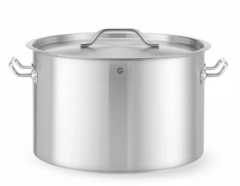 Kookpan met deksel - roestvast staal en aluminium - sandwichbodem - diameter 40 cm, hoogte 26 cm, 32 liter - zilverkleurig - voor alle warmtebronnen, horeca by Hendi in Satin – product photo